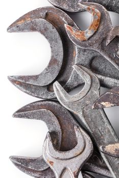 spanners of different sizes on a white background