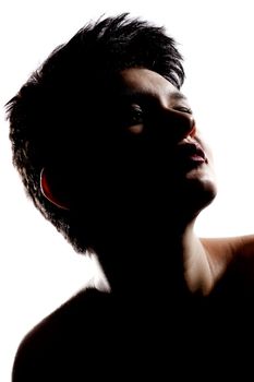 silhouette portrait of a girl with short hair