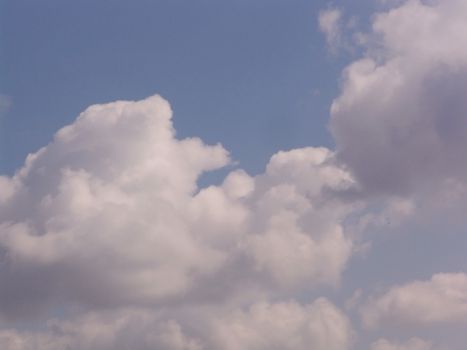 Blue sky with clouds and sun