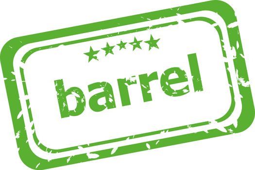 barrel on rubber stamp over a white background