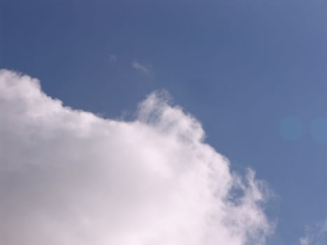 Blue sky with clouds and sun