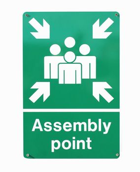 Assembly point sign isolated on a white background.