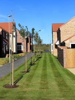EASTFIELD, SCARBOROUGH, NORTH YORKSHIRE, ENGLAND - 10th of October 2016: New build housing estate pictureed in Scarborough on 10th October 2016. Exterior of new houses.