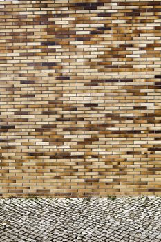 Brick wall, building facade surface as urban background