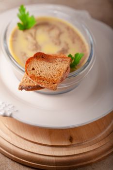 Home made chicken liver pate with roasted bread