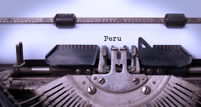 Inscription made by vintage typewriter, country, Peru