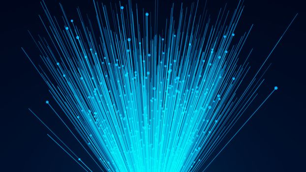 optical fiber network cable. Futuristic background. 3d rendering