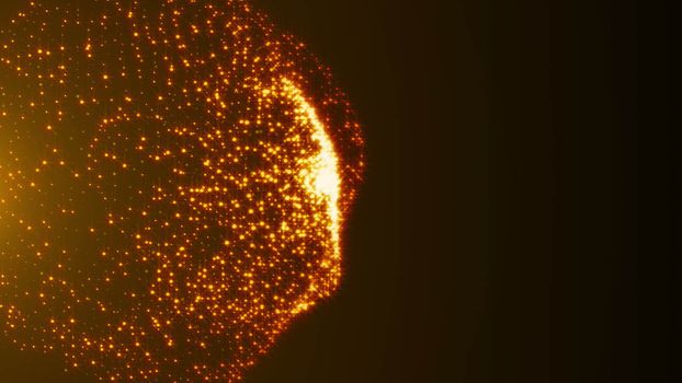 Abstract background with golden glittering particles. 3d rendering