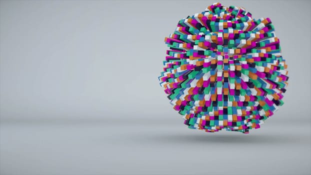 Colorful cubes making up the sphere. 3d rendering