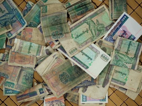 COLOR PHOTO OF OLD MYANMAR KYATS (CURRENCY OF BURMA)