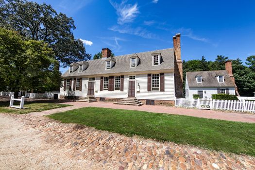 Old historic house in Colonial Williamsburg, Virginia, USA.