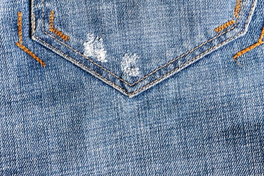 Jeans close-up, old, pocket back, front, crumpled, ragged
