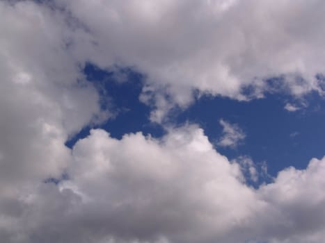 Blue sky with clouds and sun