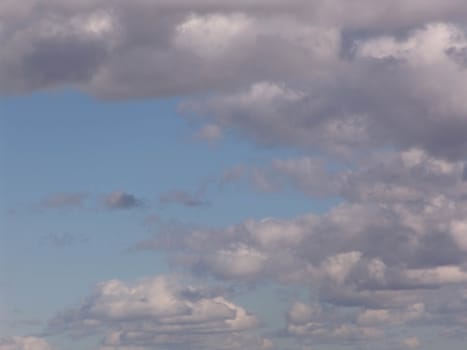 Blue sky with clouds and sun