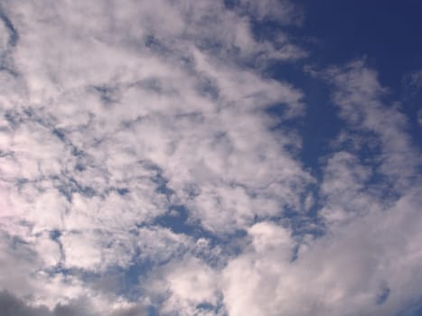 Blue sky with clouds and sun