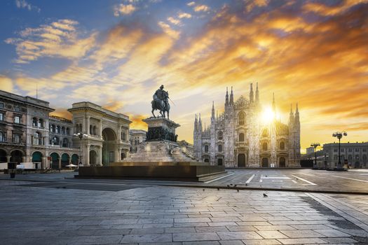 Duomo at sunrise, Milan, Europe.