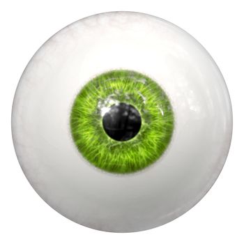 2d illustration of a green human eye ball