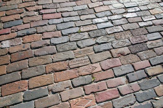 TAMPA, FLORIDA, US - November 29, 2003: Pavement of brics in old town center Tampa city, at Centro Ybor, Tampa, FL