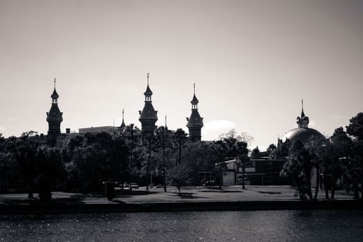 Moorish towers architecture silhouette of the University of Tampa, Florida