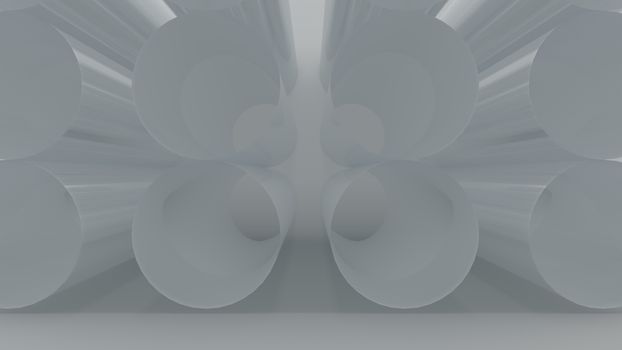 PVC pipes stacked in construction site. 3d rendering