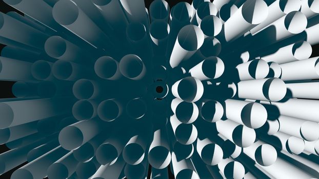 PVC pipes stacked in construction site. 3d rendering
