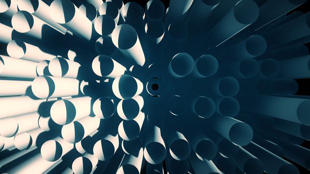 PVC pipes stacked in construction site. 3d rendering