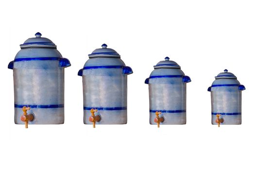 4 Ceramic pots, earthenware pot vinegar pot 20 liters support with tap