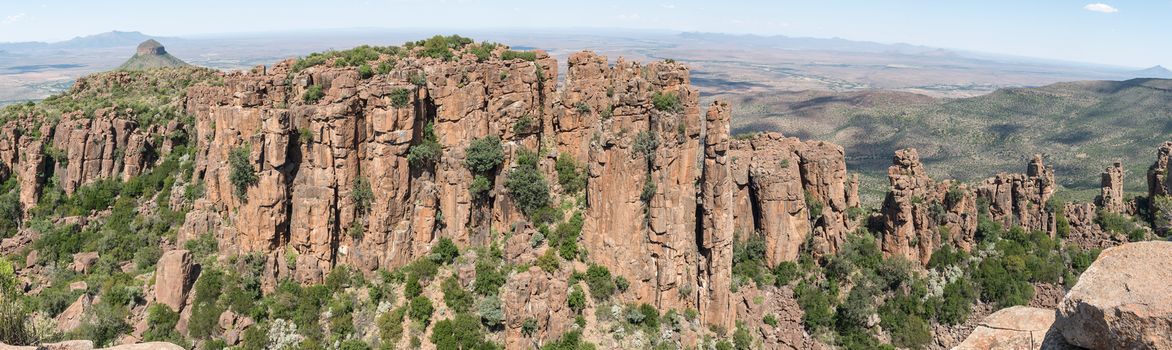 A panoramic view of dolerite columns near Graaff Reinet at the Valley of Desolation