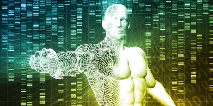Medical Technology with Scientist Engineer on DNA Background