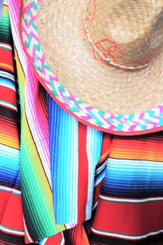 poncho serape background Mexican cinco de mayo fiesta wooden copy space