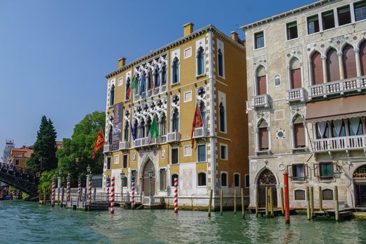 Venice, Italy  August 26, 2010: Beautiful classical buildings on the Grand Canal, Venice