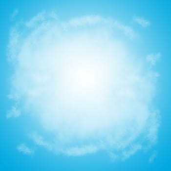 Blue Sky with Cloud,  Blue Sky Background Template With Some Space for Input Text Message Below Isolated on Blue, Cloudy Blue Sky Abstract Background, Peace Heaven Concept, White Cloud on The Sky