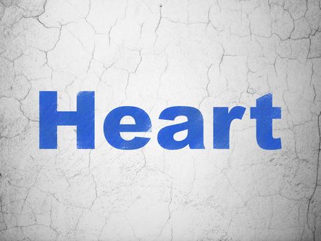 Medicine concept: Blue Heart on textured concrete wall background