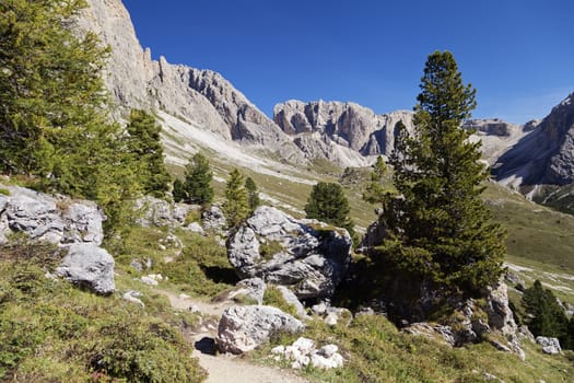 Mountain landscape on a sunny day, Dolomite Alps, Italy