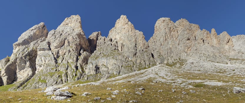 Mountain landscape on a sunny day, Dolomite Alps, Italy, panorama