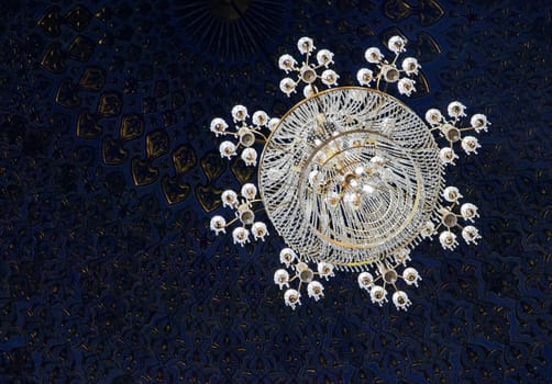 SAMARKAND, UZBEKISTAN - MAY 05, 2014: Chandelier in the mausoleum of Amir Temur