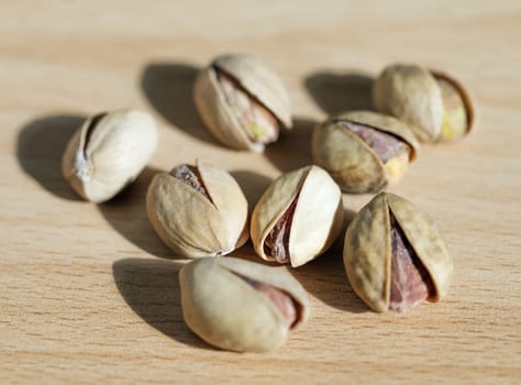 Close up of fresh pistashio nuts, background