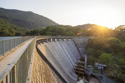 Ho Pui Reservoir - Yuen Long hong kong , water dam sunset