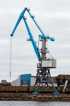 Cargo crane in the port of Riga, Europe