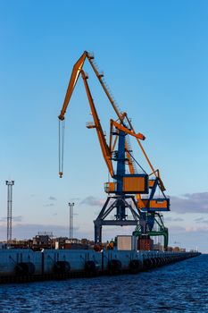 Cargo crane in the port of Riga, Europe