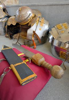 Ancient roman military sword and armour