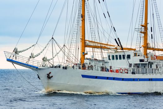 White sailing ship coming from Baltic sea, Europe