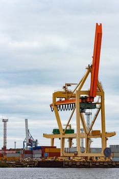 Cargo crane in the port of Riga, Europe