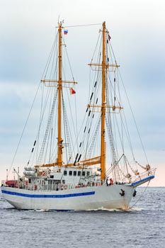 White sailing ship coming from Baltic sea, Europe