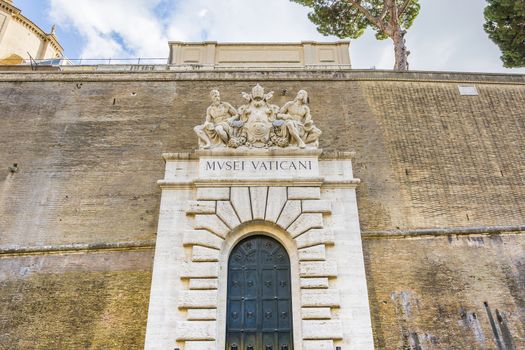 Rome, Italy, march 2017: main entrance of Vatican Museums with closed doors