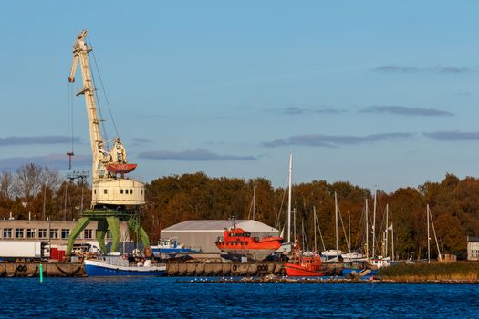 Cargo crane in the port of Riga, Europe