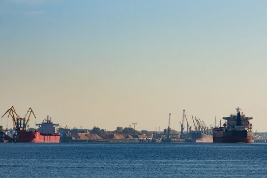 Cargo ship in the port of Riga, Europe