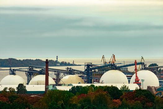 Fuel terminal in Riga, Latvia. Large oil tanks