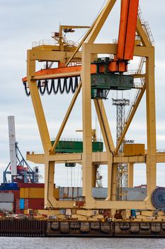 Cargo crane in the port of Riga, Europe