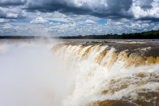 iguazu falls national park. tropical waterfalls and rainforest landscape